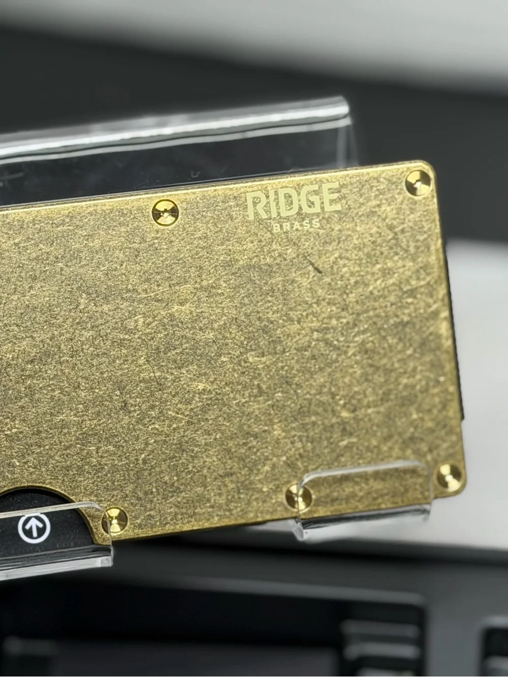 RIDGE WALLET | BRASS w/GOLD PVD SCREWS + BLACK G6 FEARLESS KEYCHAIN MULTI-TOOL